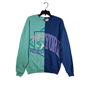 Wild Fable Niagara Falls Sweatshirt S Blue Green Colorblock NY Graphic Oversized